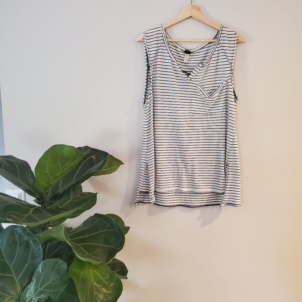 Free People Striped Cut-Off Tee
